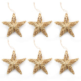 Salcar 6er Set Handgefertigte Strohsterne – Natürliche Weihnachtsbaumanhänger aus Stroh, Fünfzackige Sterne für Christbaum & Adventsdeko